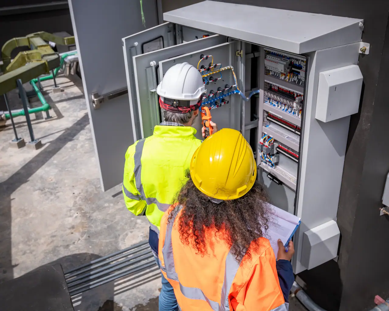 two engineers electrical box