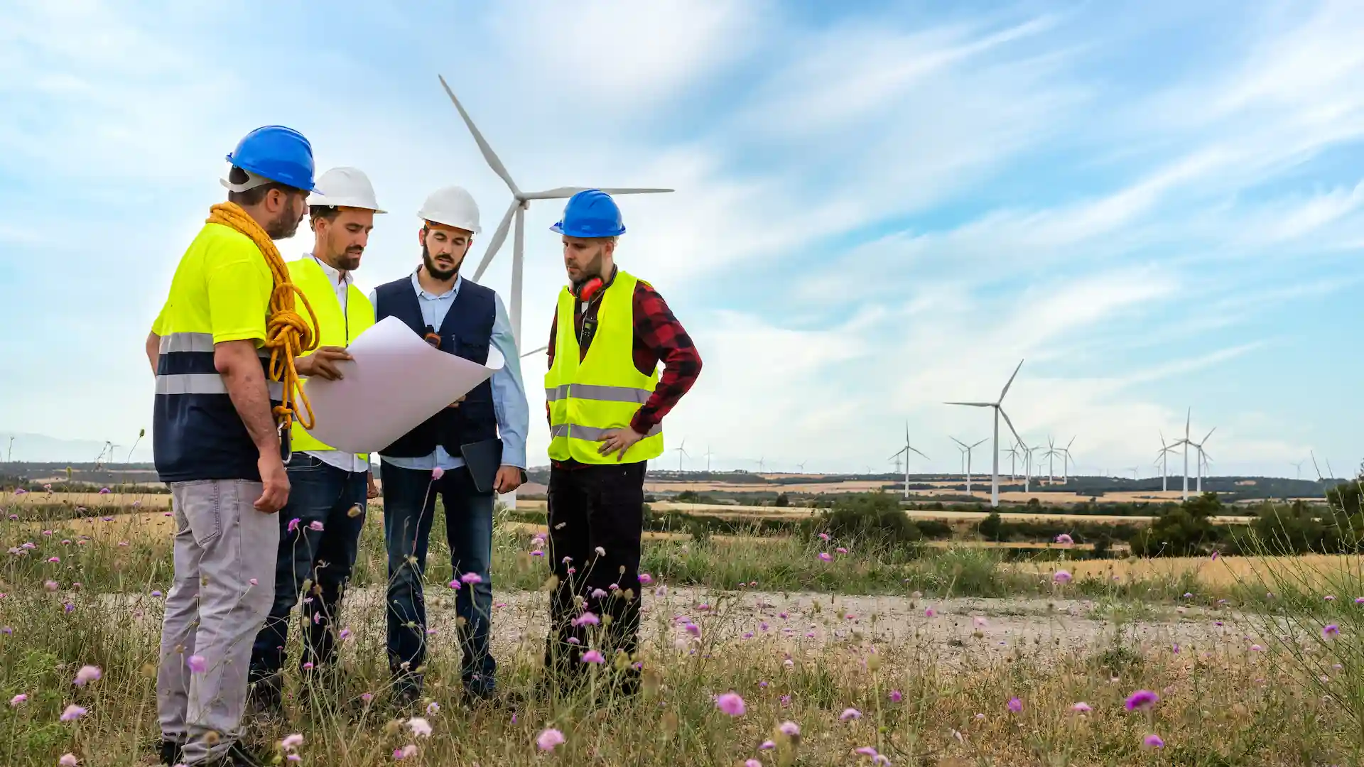workers in field