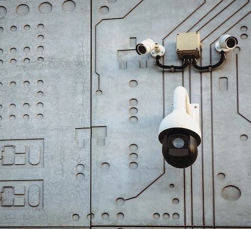 security cameras on grey