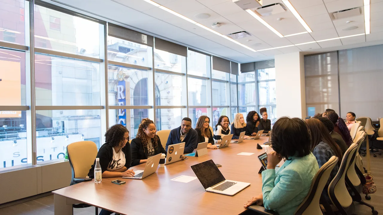 employees training in conference room