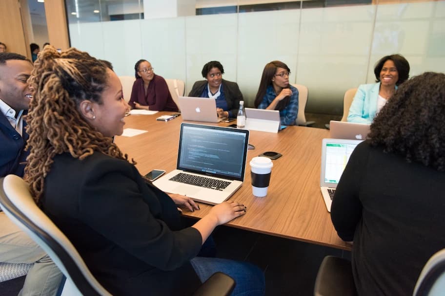 employees training in conference room
