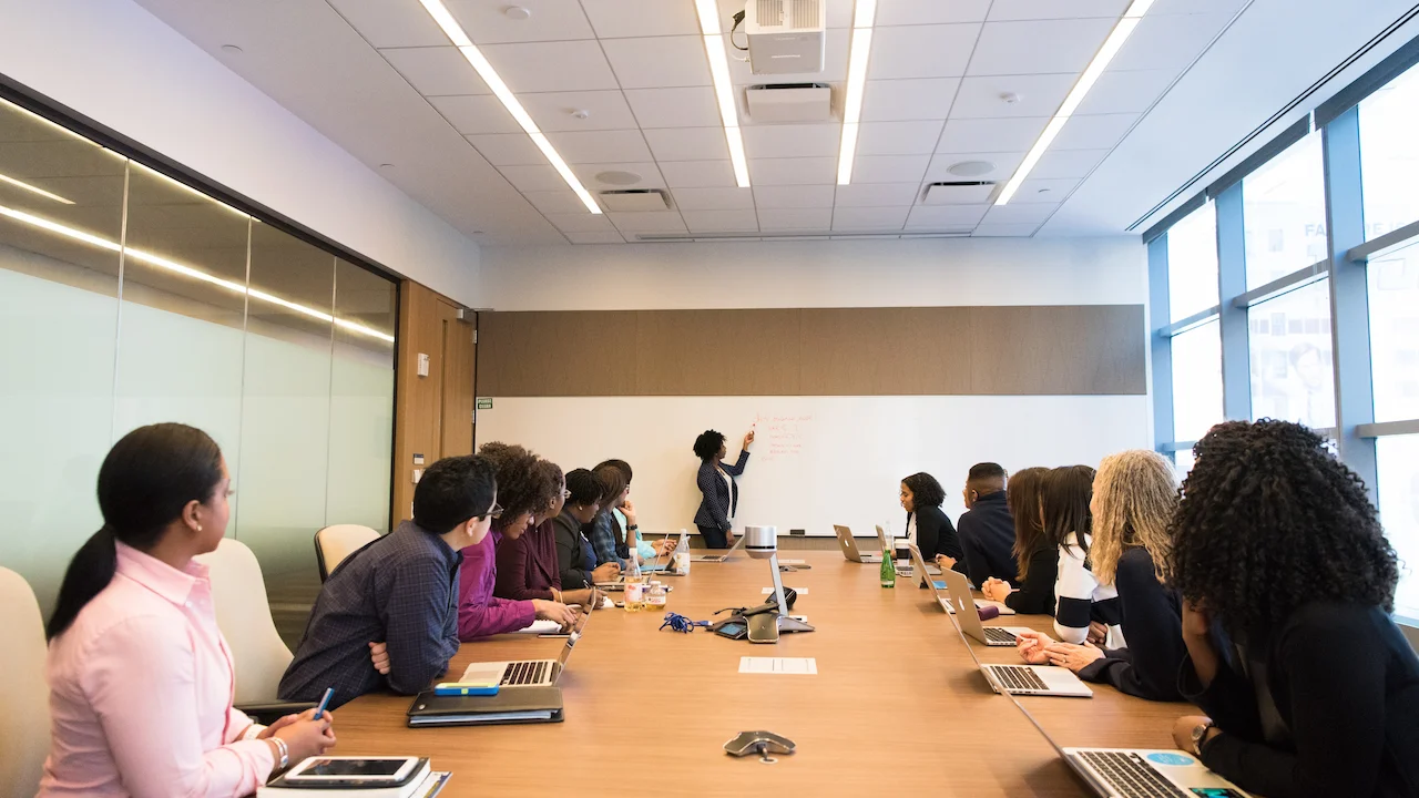 employees training in conference room
